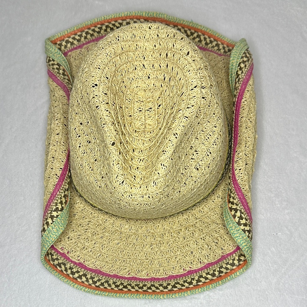 Cappelli Straworld Cream Woven Hat with Pink and Green Trim